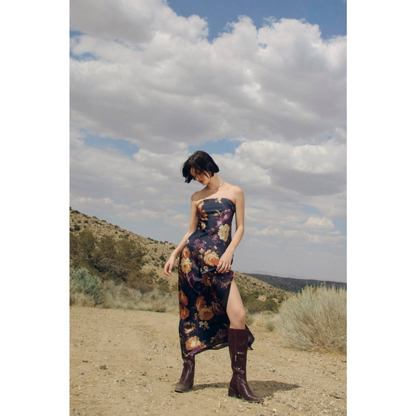 Hidden Haven Strapless Bias Cut Maxi Dress