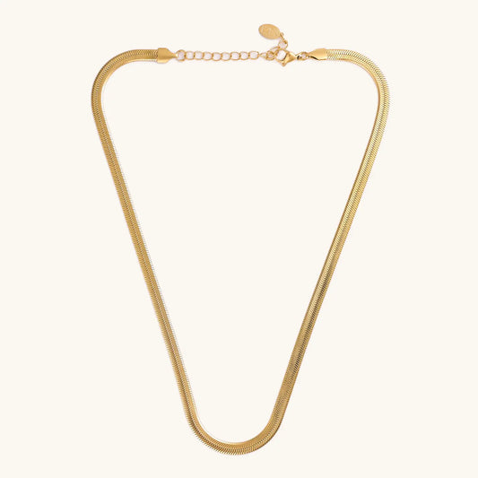 Gold Herringbone Necklaces- Stainless Steel