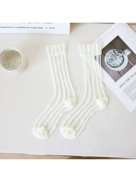 Rufia - Sheer Stripe Panel Crew Socks