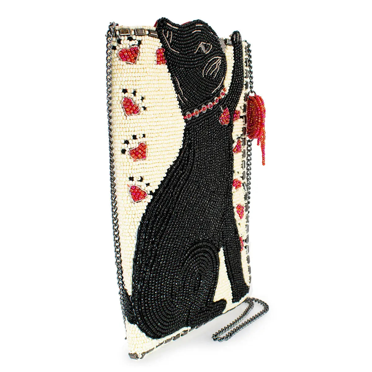 Purr-Suit Kitty Cat and Yarn Crossbody Beaded Phone Bag