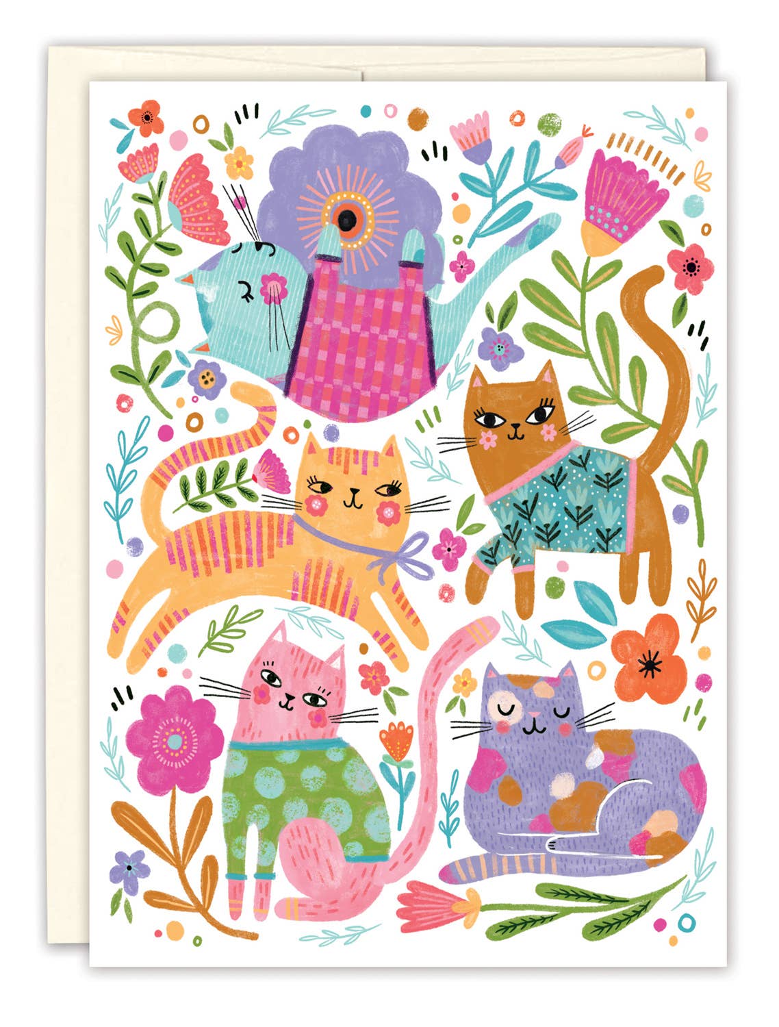 Colorful Cats Blank Card
