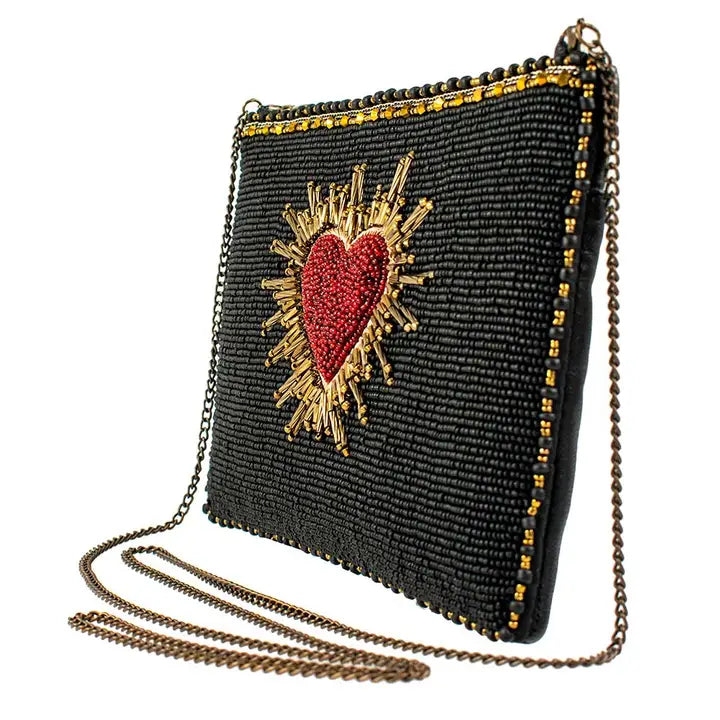 Affection Heart Mini Beaded Red Heart Crossbody Handbag