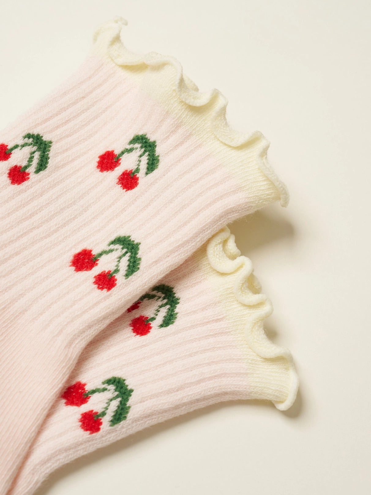 Cherry Ruffle Grip (Baby Pink) Pilates Socks