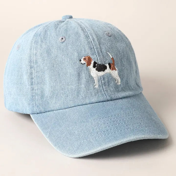 Beagle Dog Embroidered Denim Baseball Cap Unisex
