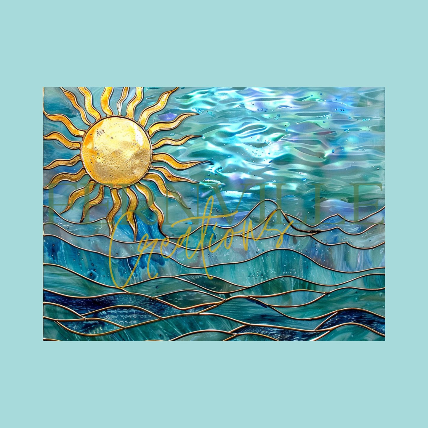 Tempered Glass Cutting Board: Ocean Sun Charcuterie Tray: 8x11 Inches