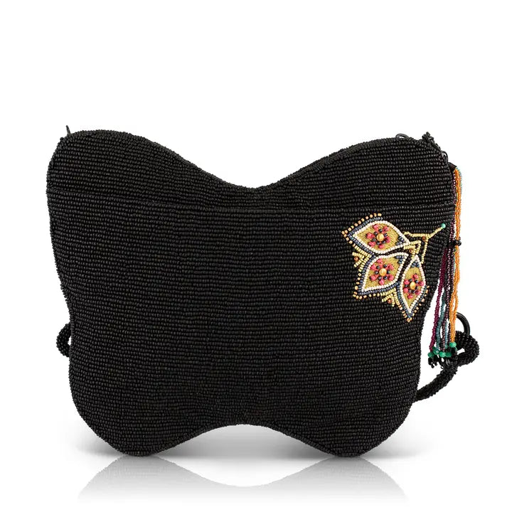 Indie Butterfly Beaded Multi-Colored Crossbody Handbag