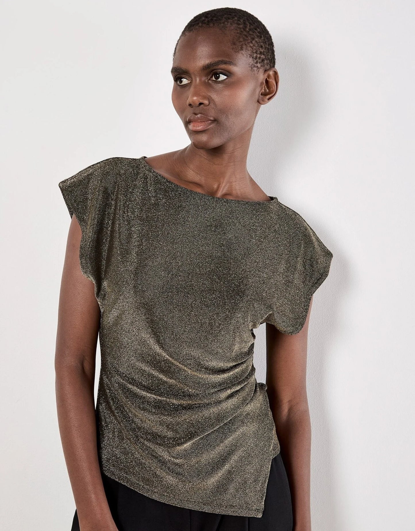 Sparkle Side Ruched Wrap Top