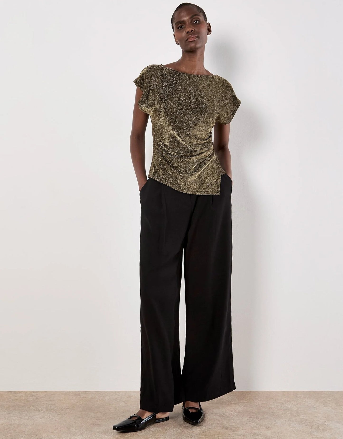 Sparkle Side Ruched Wrap Top