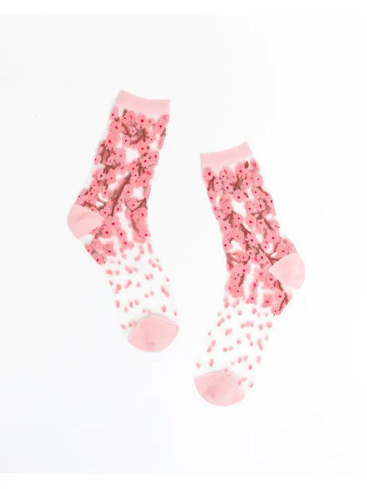 Cherry Blossom Sheer Crew Sock