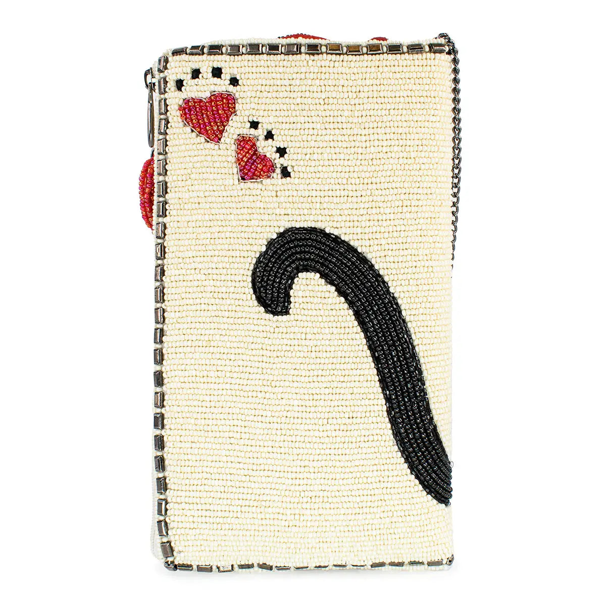 Purr-Suit Kitty Cat and Yarn Crossbody Beaded Phone Bag