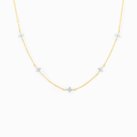 Blue Blossom Love Necklace: Gold