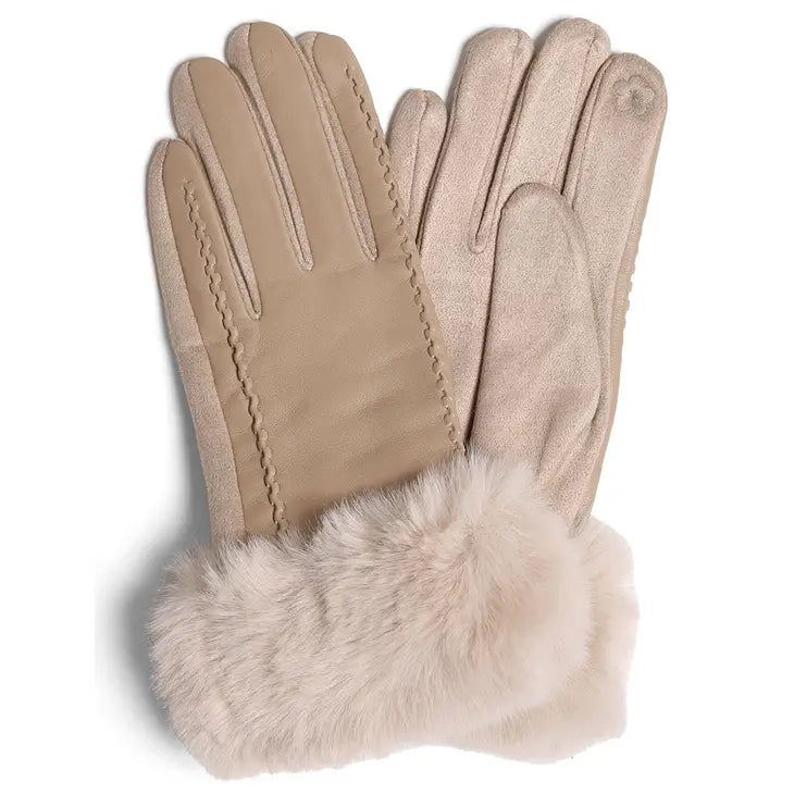 Assorted Faux Leather Gloves with Faux Fur Cuff