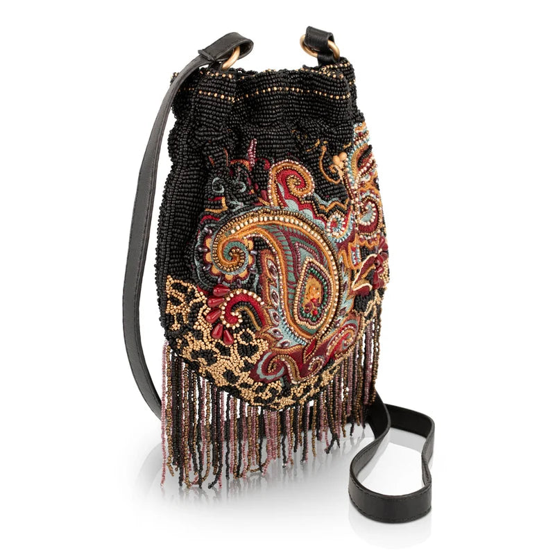 In The Grove Boho Paisley Fringe Beaded Crossbody Bag