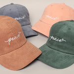 Load image into Gallery viewer, Peace Embroidered Corduroy Cap
