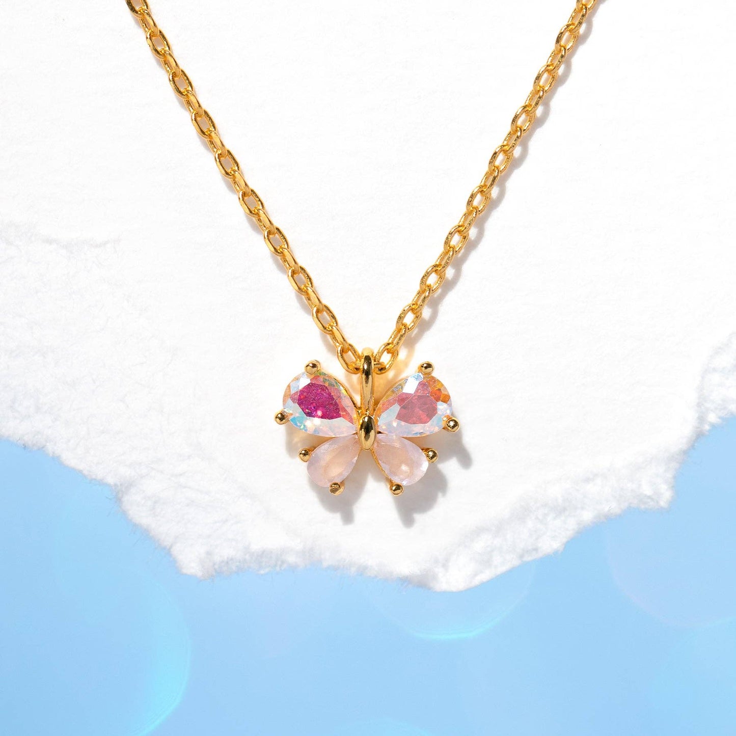 Kaleidoscope Butterfly Necklace: Gold