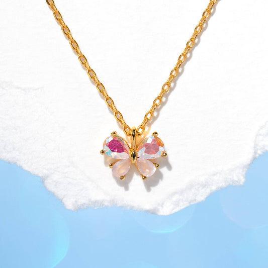 Kaleidoscope Butterfly Necklace: Gold