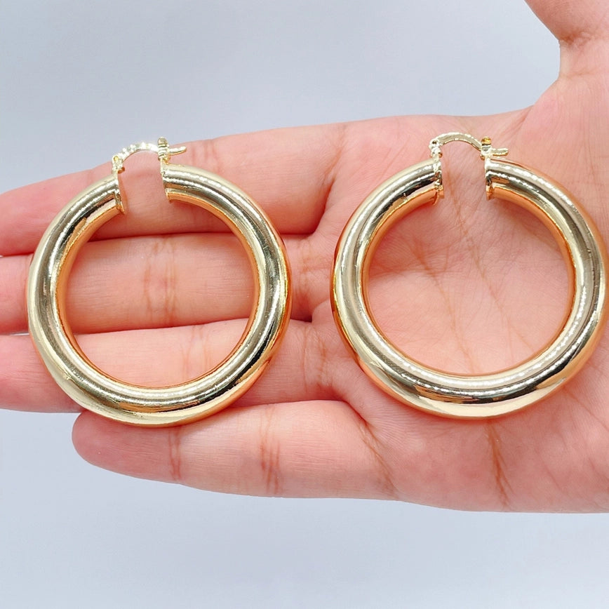 Inspired Selena Large 18k Gold Filled 5mm Plain Hoop Earrings