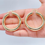 Load image into Gallery viewer, Inspired Selena Large 18k Gold Filled 5mm Plain Hoop Earrings
