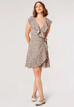 Load image into Gallery viewer, Painted Dot Ruffle Wrap Dress
