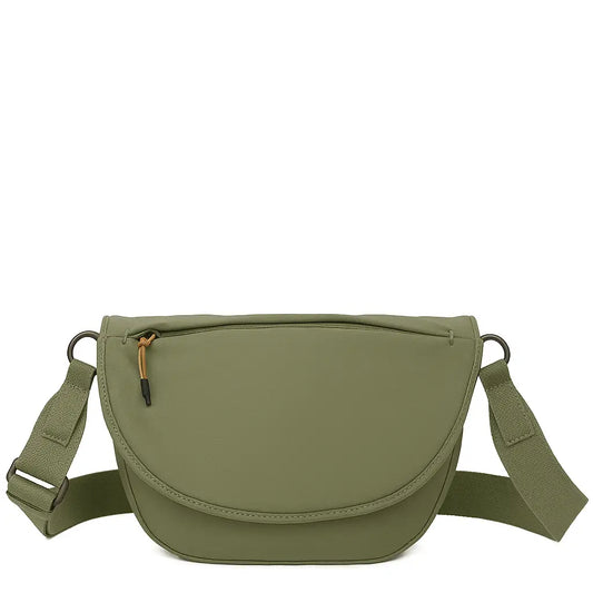 Hailey's Crescent Shaped Festival Nylon Bag, Bean Green