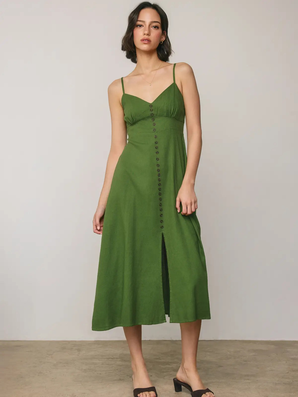 Heaven Sent Button Front Midi Dress