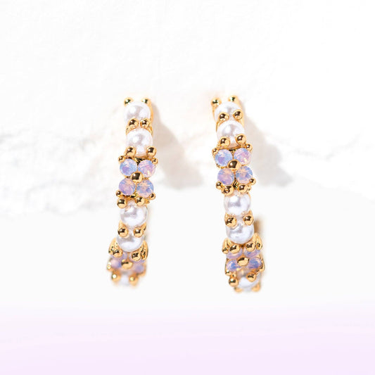 Orchid Pearl Hoops: Gold