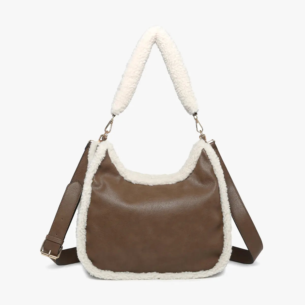 Reece Sherpa Trim Satchel Shoulder Bag