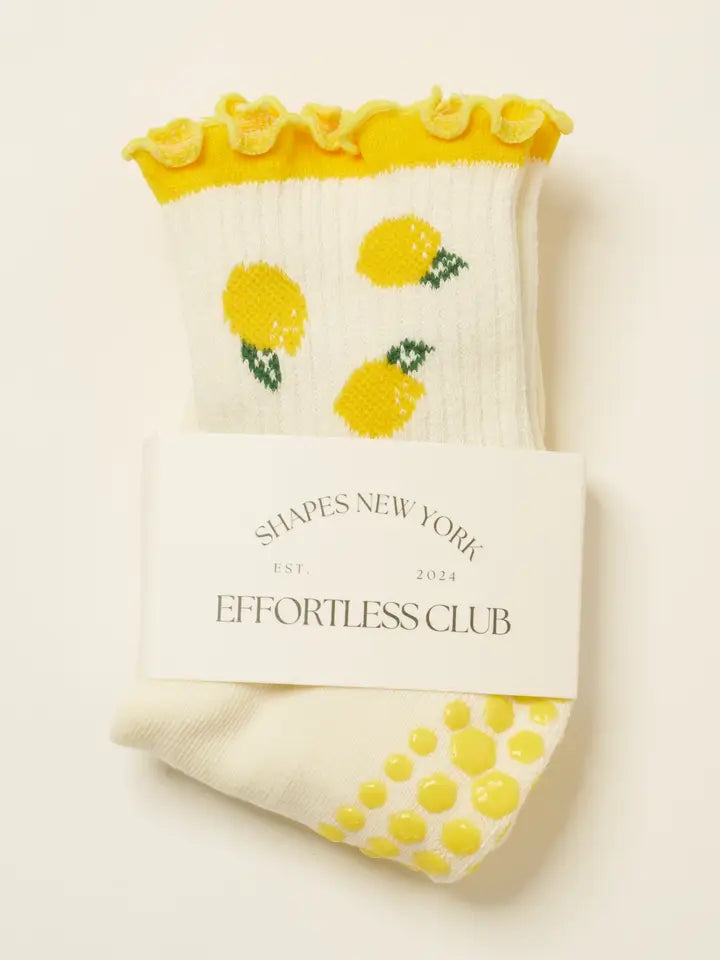 Lemon Ruffle Grip Pilates Socks