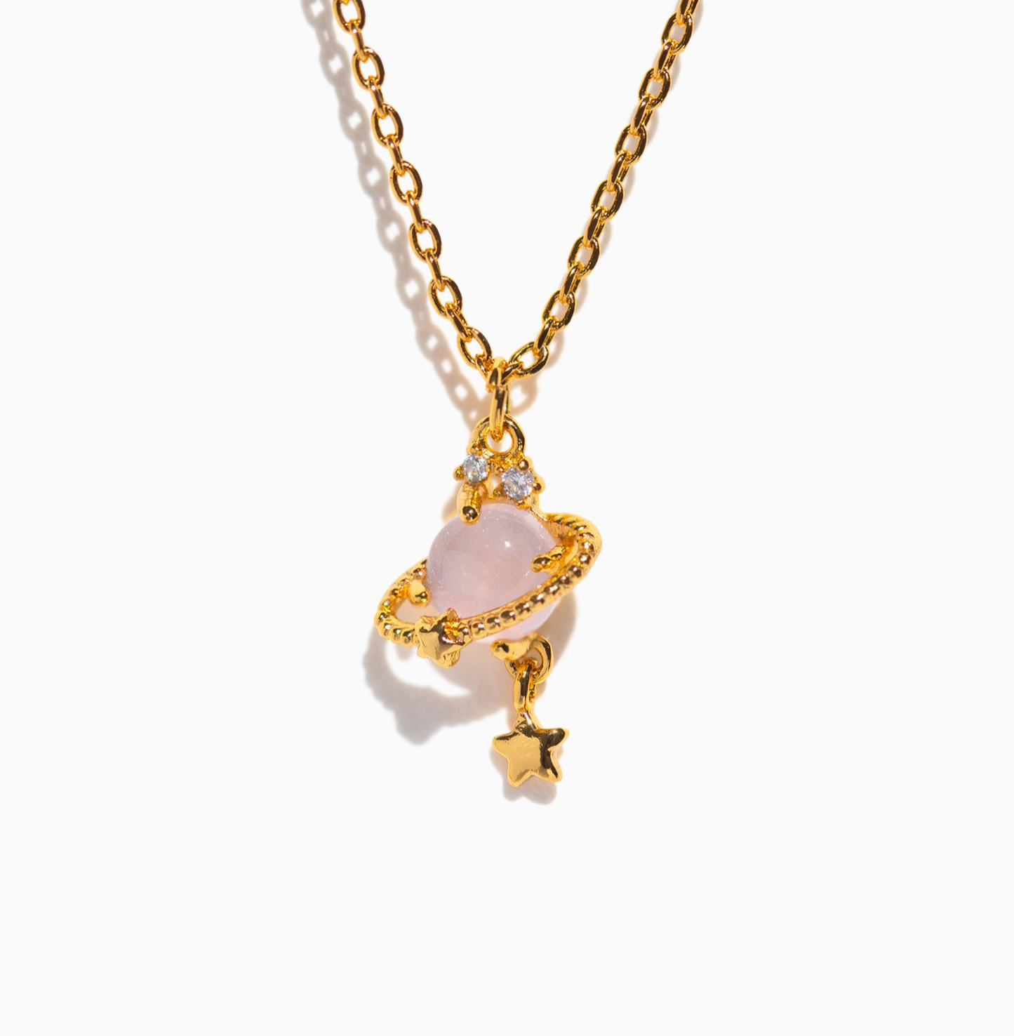 Pink Jupiter Necklace: Gold