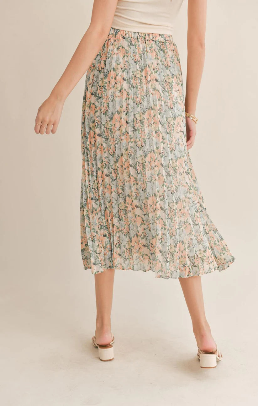 Green Thumbs Pleated Midi Skirt