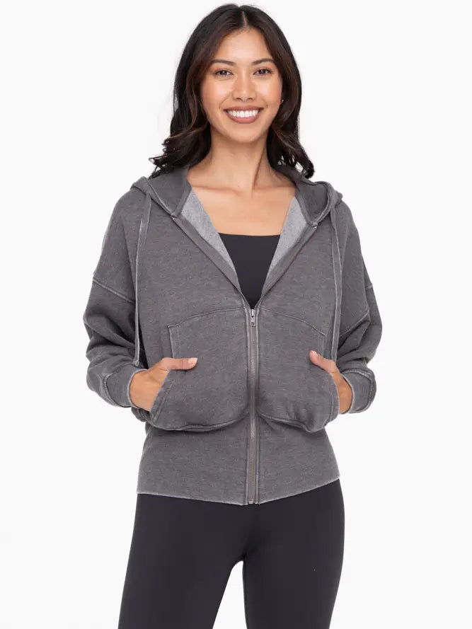 Fleece Hoodie Jacket with Tapered Sleeves