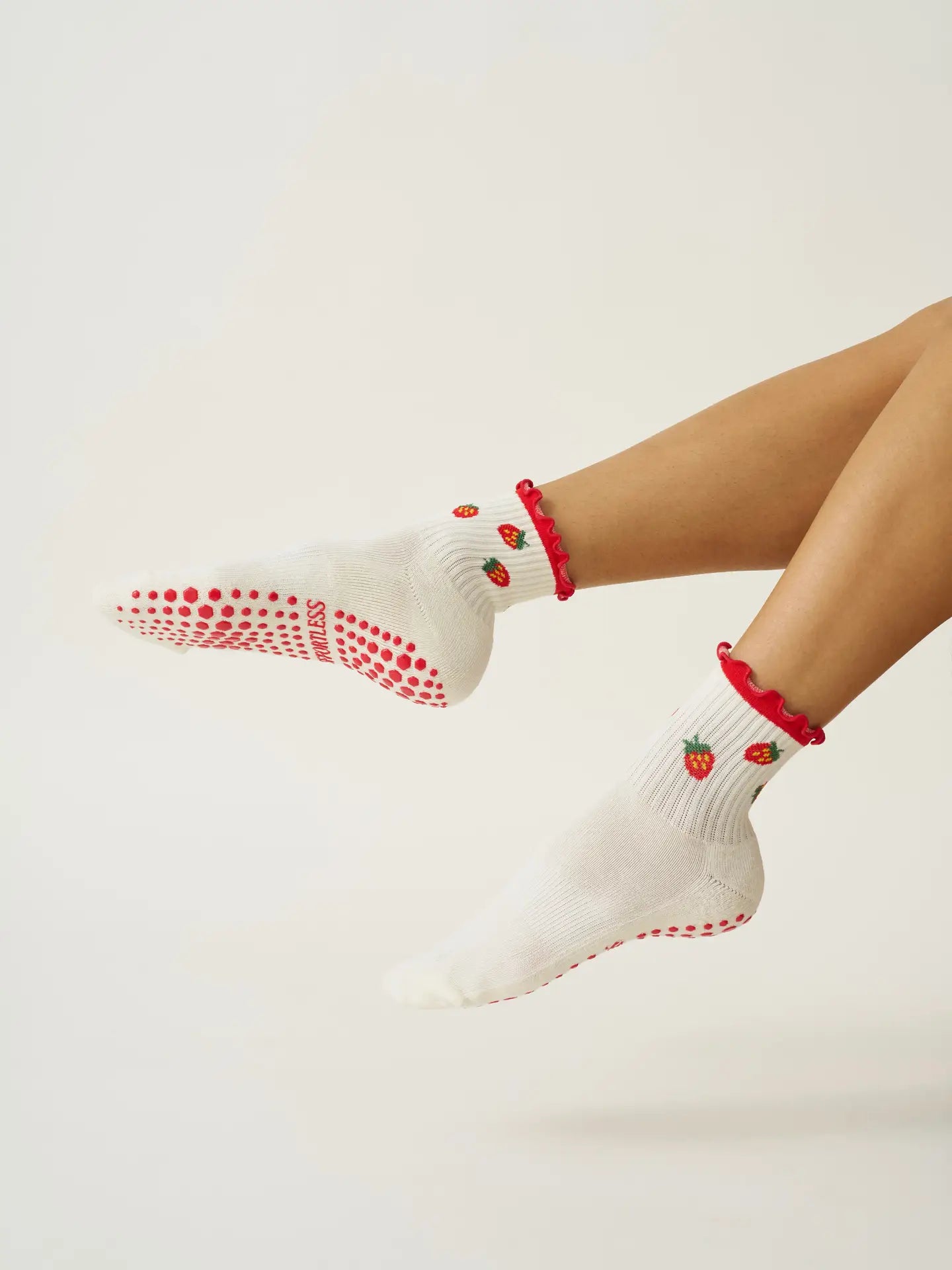 Strawberry Ruffle Grip Pilates Socks
