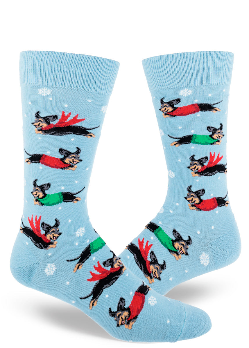 Dachshund Through the Snow Men's Crew Socks
