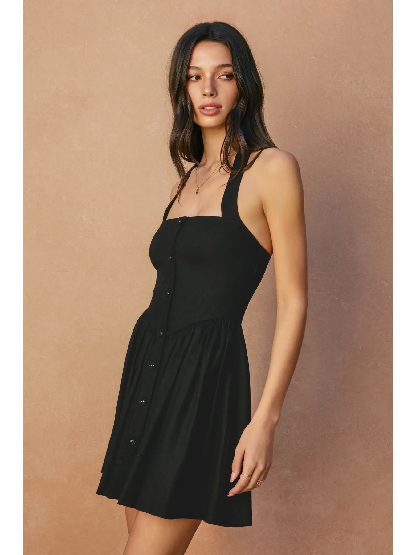 Heaven Sent Fit and Flare Halter Mini Dress