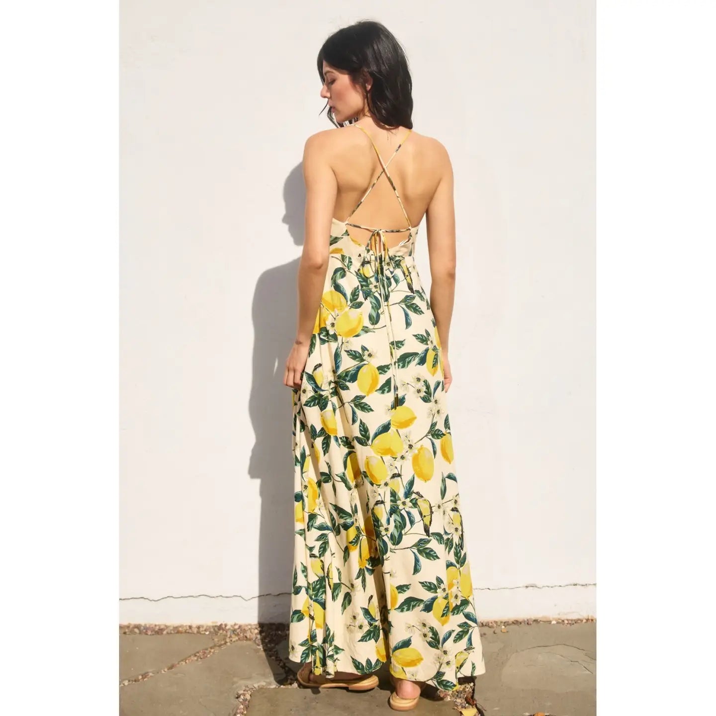 Vintage Lemonade Knot Front Maxi Dress