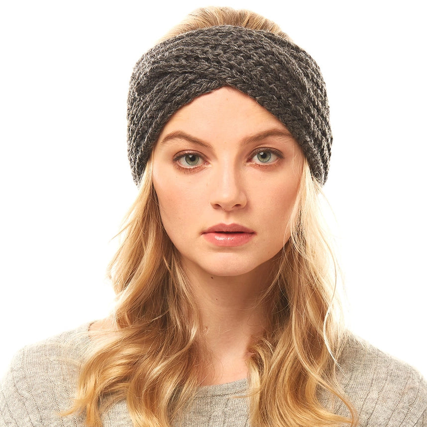 Solid Twisted Wide Knitted Headband