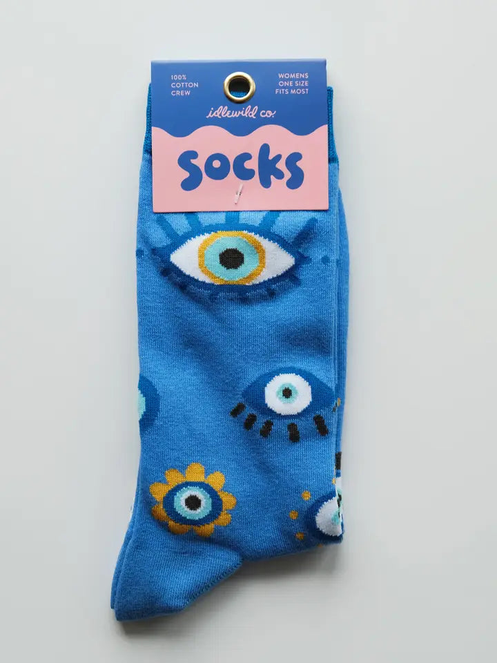 Evil Eye 100% Cotton Women's Crew Socks