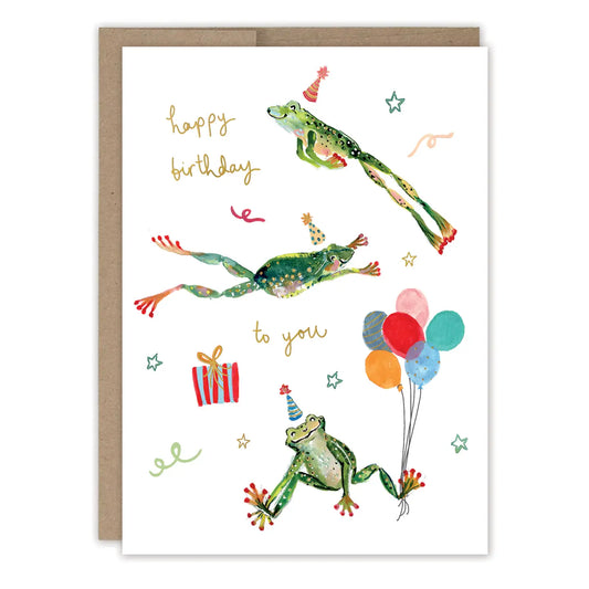 Leaping Frogs Birthday Card