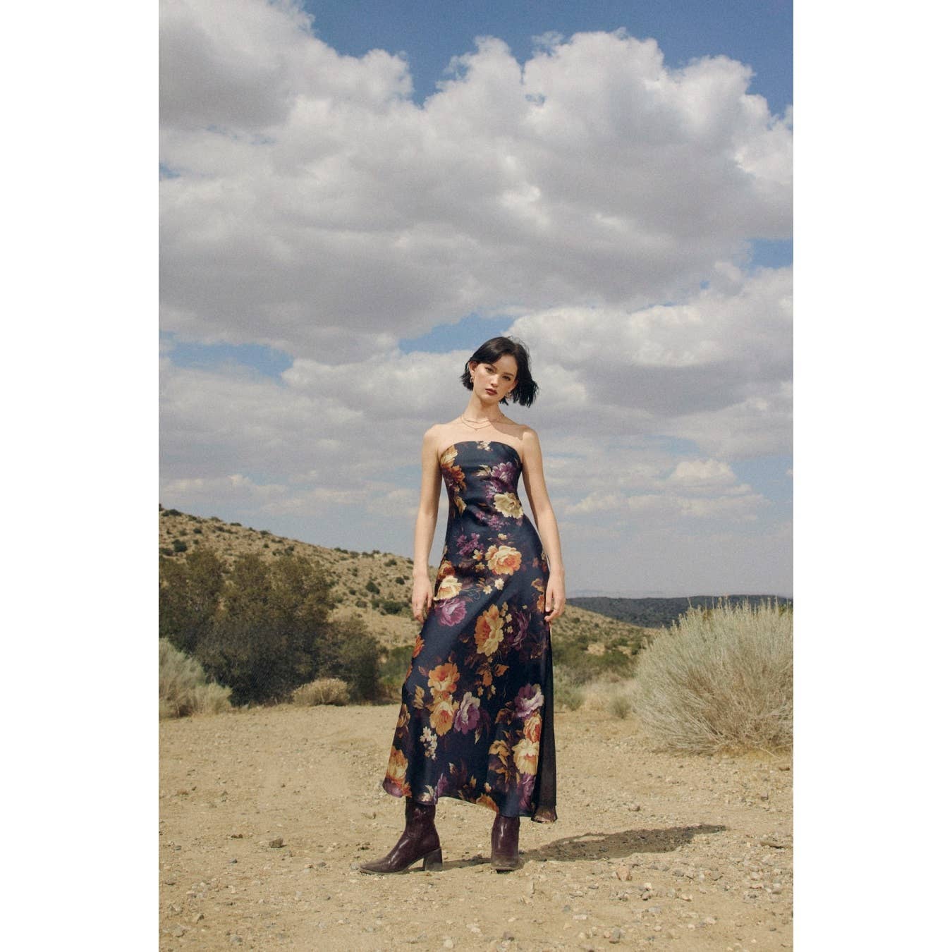 Hidden Haven Strapless Bias Cut Maxi Dress