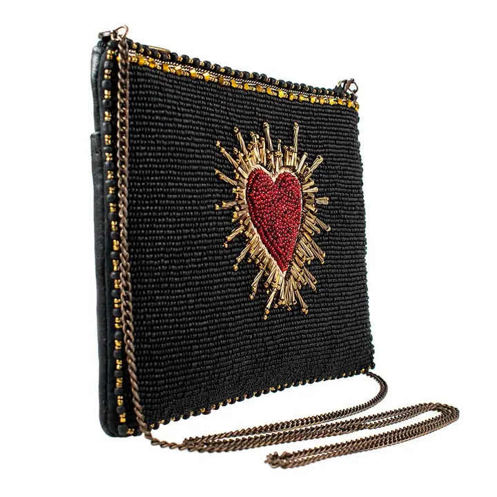 Affection Heart Mini Beaded Red Heart Crossbody Handbag
