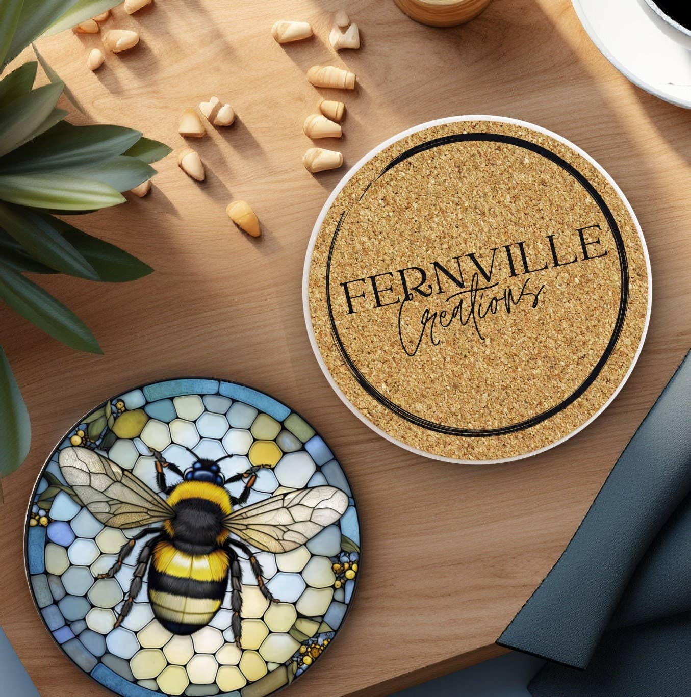 Bee Coaster, Bee Keeper Gift, Nature Inspired Home Decor: 3.6-Inch Glossy