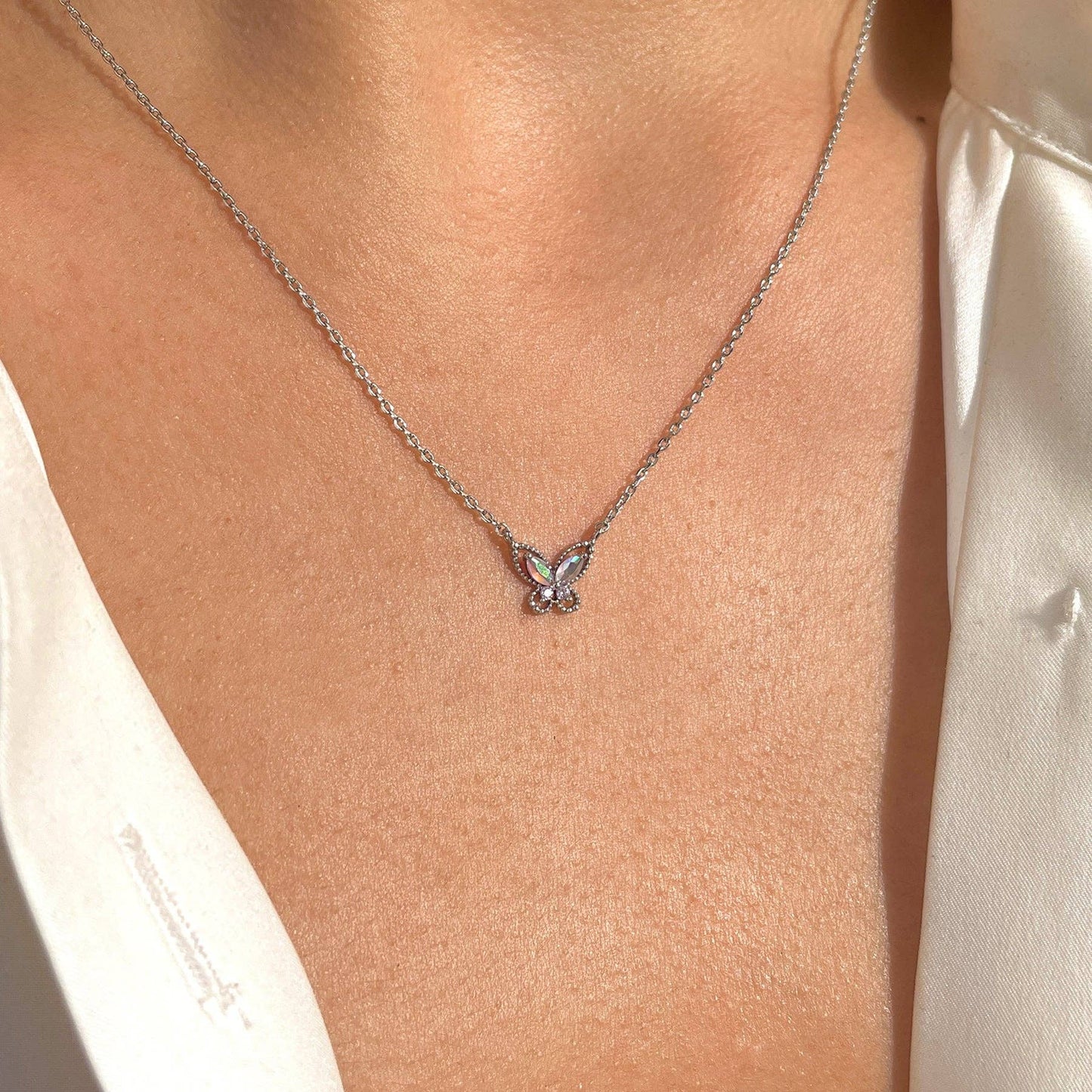 Float Like A Butterfly Necklace: Silver