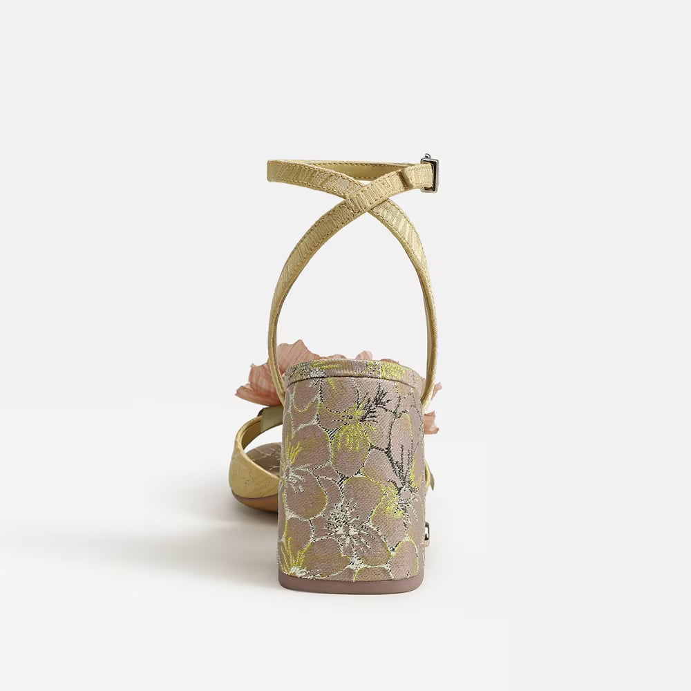 Aria Flower Block Heel Sandal