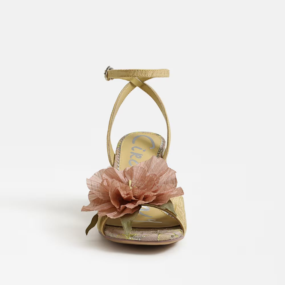 Aria Flower Block Heel Sandal