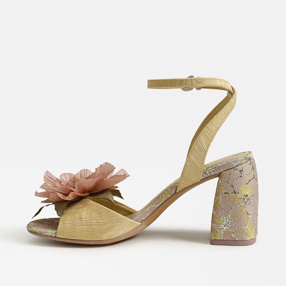 Aria Flower Block Heel Sandal