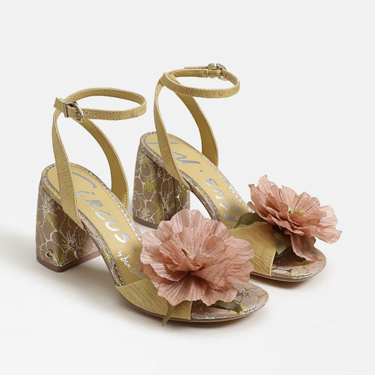 Aria Flower Block Heel Sandal