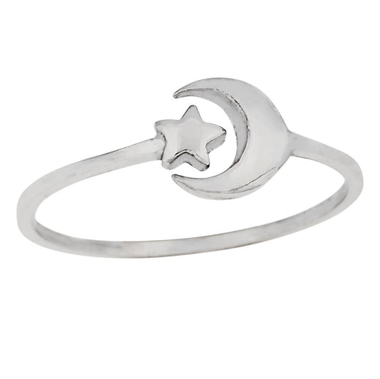 Star Hugger Sterling Silver Band Ring: 5