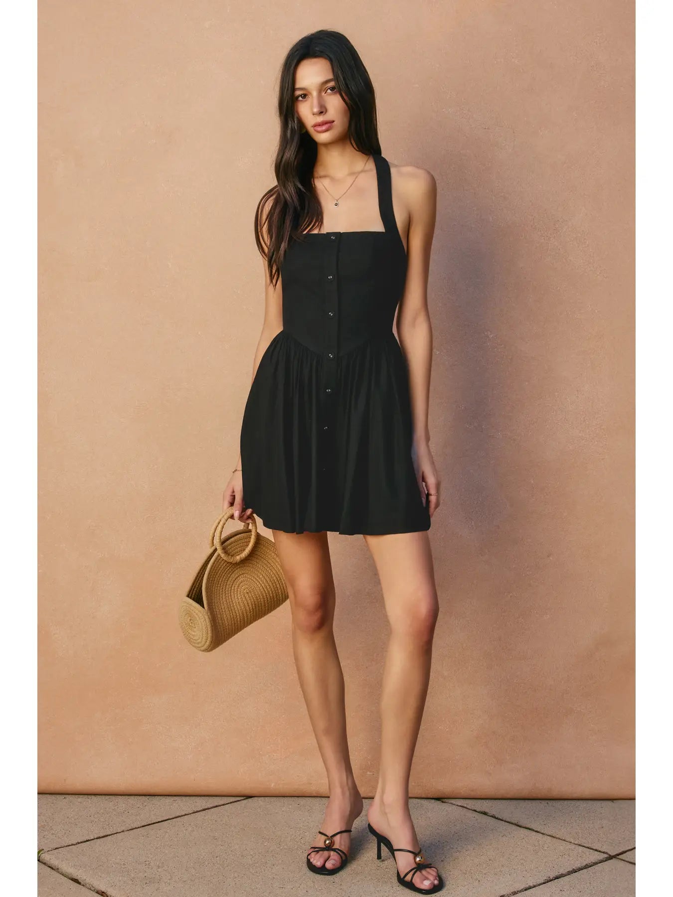 Heaven Sent Fit and Flare Halter Mini Dress