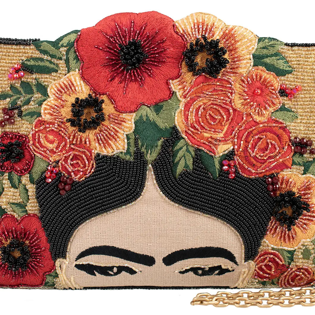 Icon Frida Kahlo with Flower Headpiece Crossbody Handbag