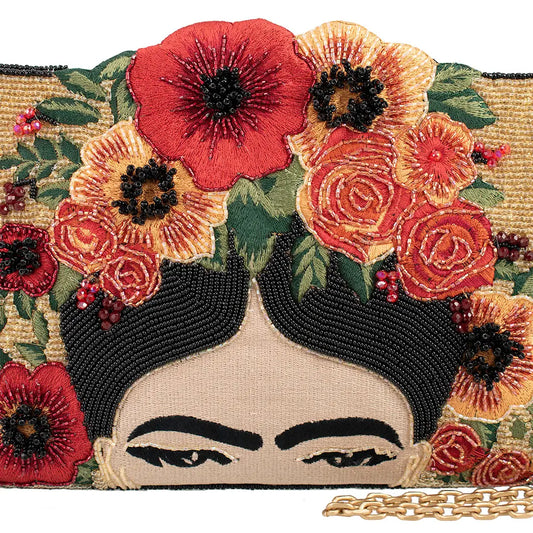 Icon Frida Kahlo with Flower Headpiece Crossbody Handbag
